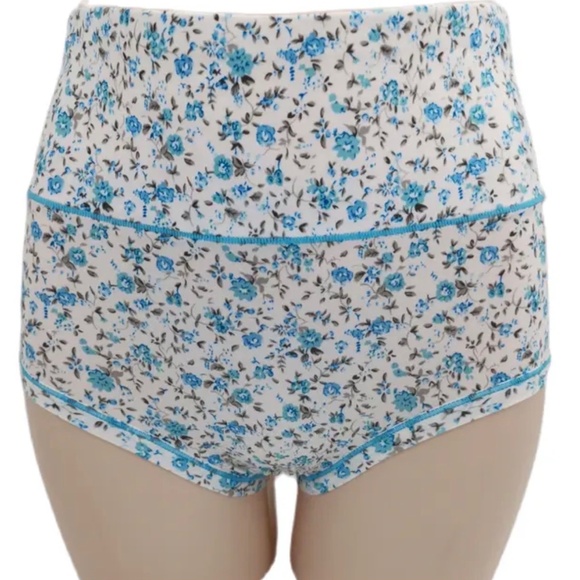 Soft Bamboo Cotton High Rise Panties. sky blue flower Thicker material Panties. - Picture 1 of 4